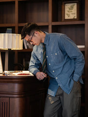 シャンブレー長袖シャツ