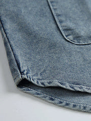 多機能デニムプルオーバーシャツ