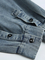 多機能デニムプルオーバーシャツ