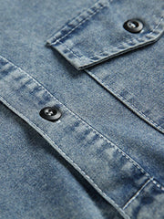 多機能デニムプルオーバーシャツ