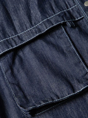 ヴィンテージウォッシュドデニム5分袖ワークシャツ