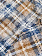 レトロチェック綿ターンダウンカラーシャツ