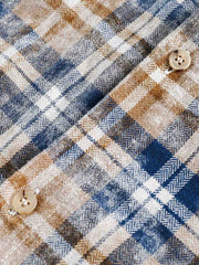 レトロチェック綿ターンダウンカラーシャツ