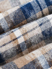 レトロチェック綿ターンダウンカラーシャツ