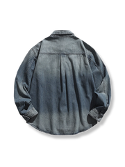 ヴィンテージ風 ストライプ デニムシャツ