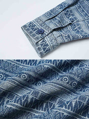 インディゴ柄 カジュアルシャツ