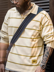 アメリカンカジュアル ストライプニットポロシャツ