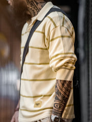 アメリカンカジュアル ストライプニットポロシャツ