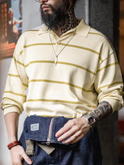 アメリカンカジュアル ストライプニットポロシャツ