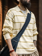 アメリカンカジュアル ストライプニットポロシャツ