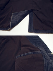 子母コーデュロイ生地と手作業によるヴィンテージ加工のディテール