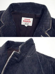 子母コーデュロイ生地と手作業によるヴィンテージ加工のディテール