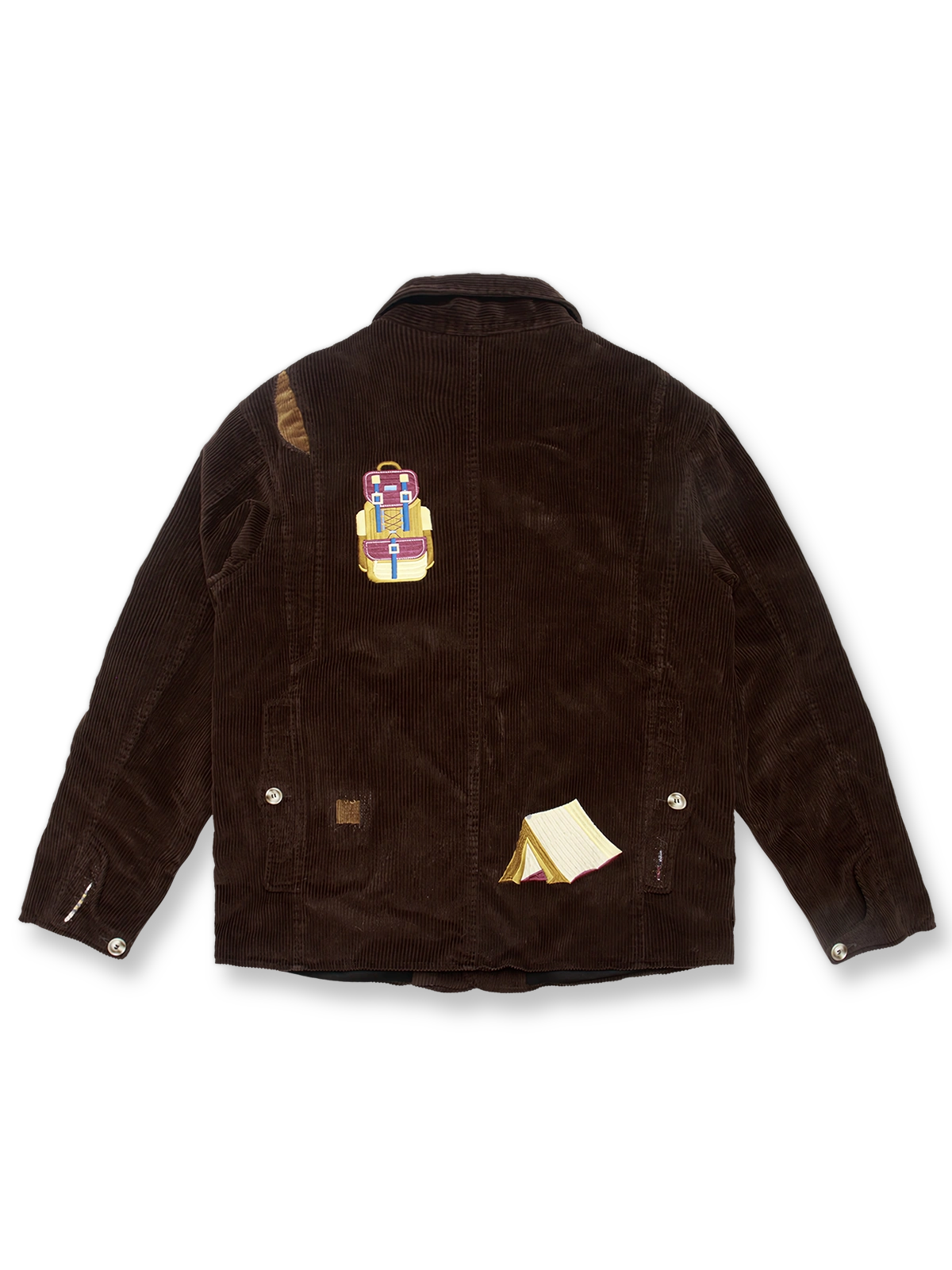 ヴィンテージハンティングコーデュロイ刺繍ジャケット、正面と背面の全体図