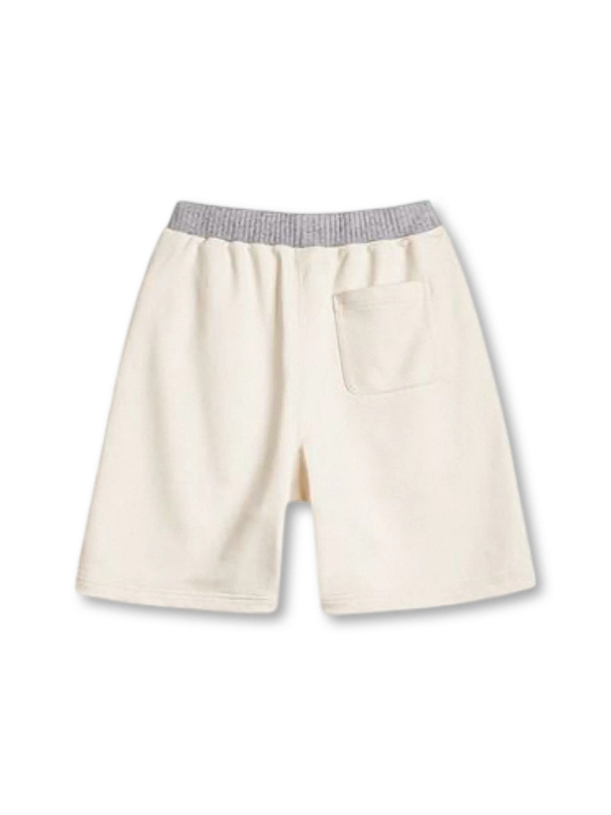 リブウエストと配色ドローコードが特徴の5分丈スウェットショーツ