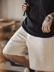 リブウエスト配色ドローコード 5分丈スウェットショーツ