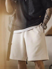 リブウエスト配色ドローコード 5分丈スウェットショーツ