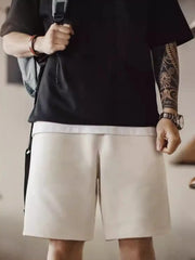 リブウエスト配色ドローコード 5分丈スウェットショーツ