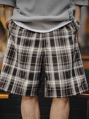 タータンチェック ドローストリングショーツ