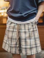 タータンチェック ドローストリングショーツ
