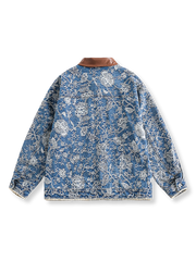 レザーカラー 花柄 デニムジャケット