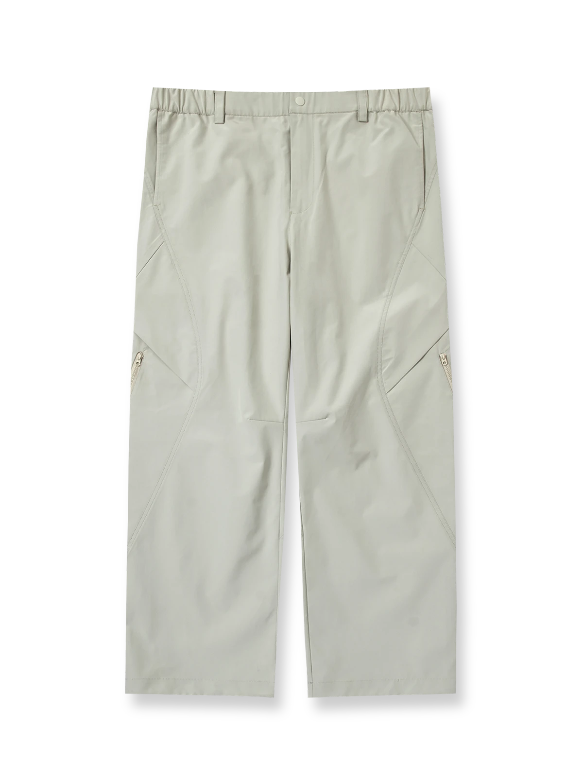 製品画像: アウトドアハイキングシェルパンツ全体展示 - アウトドアやスポーツに最適な機能的なデザイン。
詳細画像: 異形カッティングとジップポケットのディテール展示 - 立体感のあるビジュアルと収納力。