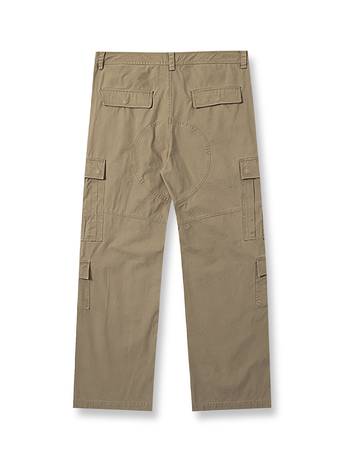 製品画像: 日本製コットンの重厚ウォッシュ加工 四つポケット付き ストレート ワークパンツ 全体展示。クラシックでレトロなデザインが特徴。
詳細画像: 四つポケットのディテールとウォッシュ加工の質感を強調したクローズアップ画像。