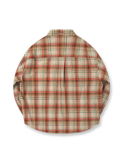 製品画像: レッドチェック柄のクラシックシャツ全体展示 - 暖かみのあるデザイン。
詳細画像: 胸ポケットとチェック柄のディテール展示 - 実用性とスタイルのバランス。