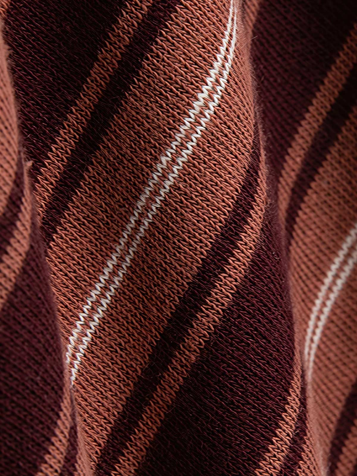 製品画像: 350Gアメカジ風ヴィンテージバイカラーストライプニットポロシャツ正面展示
詳細画像: バイカラーストライプとクラシックな襟のディテール