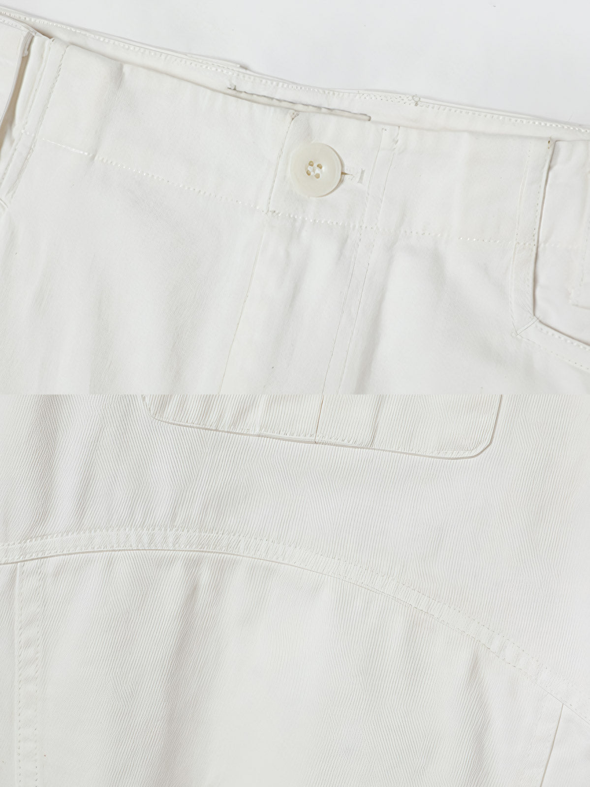 ダブルニー補強と多機能ポケットのディテール展示