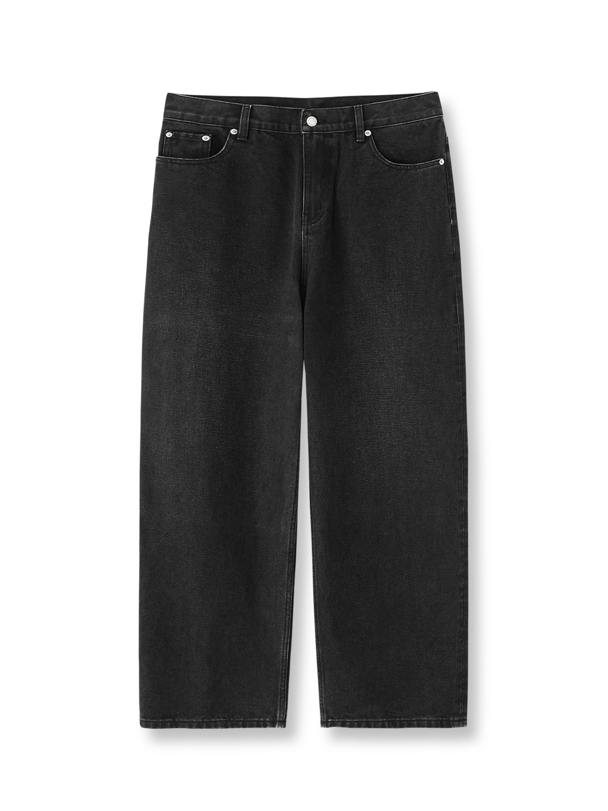 製品画像: アメリカンヴィンテージ ワイドデニムパンツの全体展示。高品質な13OZデニムを使用した、酵素洗い加工でヴィンテージ感を引き立てたデザイン。
詳細画像: 酵素洗い加工とデニムの質感ディテールの特写。繊細な質感と自然なヴィンテージトーンが強調されており、素材感が伝わる画像。