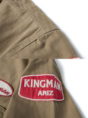 刺繍パッチ付きガソリンスタンドワークシャツ