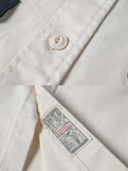 刺繍パッチ付きガソリンスタンドワークシャツ