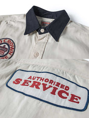 刺繍パッチ付きガソリンスタンドワークシャツ