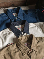 刺繍パッチ付きガソリンスタンドワークシャツ