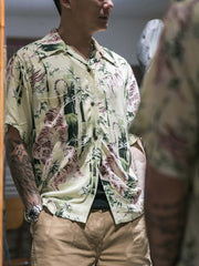 浮世絵 竹林とトラ キューバカラー半袖シャツ