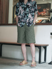 浮世絵 竹林とトラ キューバカラー半袖シャツ