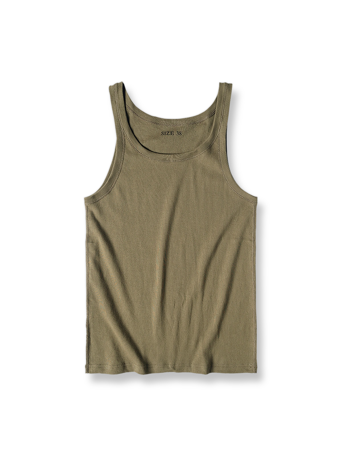 ヴィンテージナローショルダー タンクトップの正面全体像、クラシックなデザインと素材の質感を展示。