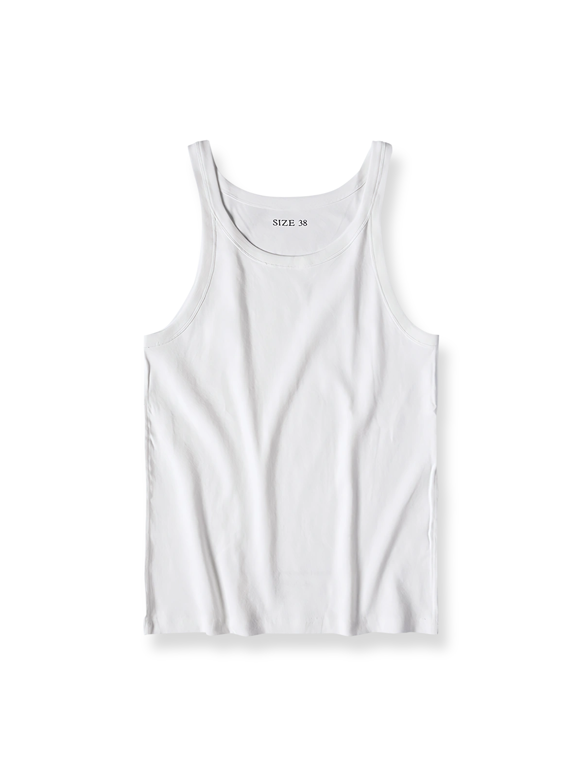 ヴィンテージナローショルダー タンクトップの正面全体像、クラシックなデザインと素材の質感を展示。