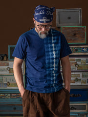 ハンドメイド藍染めタイダイ綿質Tシャツ