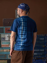 ハンドメイド藍染めタイダイ綿質Tシャツ