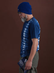 ハンドメイド藍染めタイダイ綿質Tシャツ