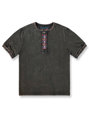 入りヴィンテージスタイル ヘンリーネック 半袖シャツ