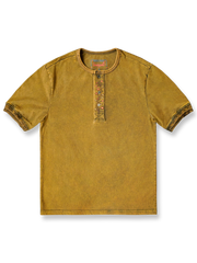 入りヴィンテージスタイル ヘンリーネック 半袖シャツ