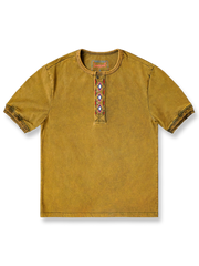 入りヴィンテージスタイル ヘンリーネック 半袖シャツ