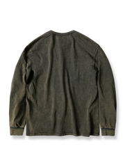 花柄刺繍入り ヘンリーネック 長袖Tシャツ