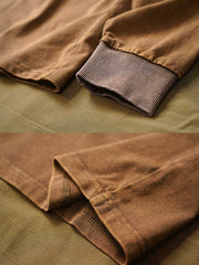 花柄刺繍入り ヘンリーネック 長袖Tシャツ