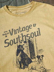 ヴィンテージプリント 植物染Tシャツ