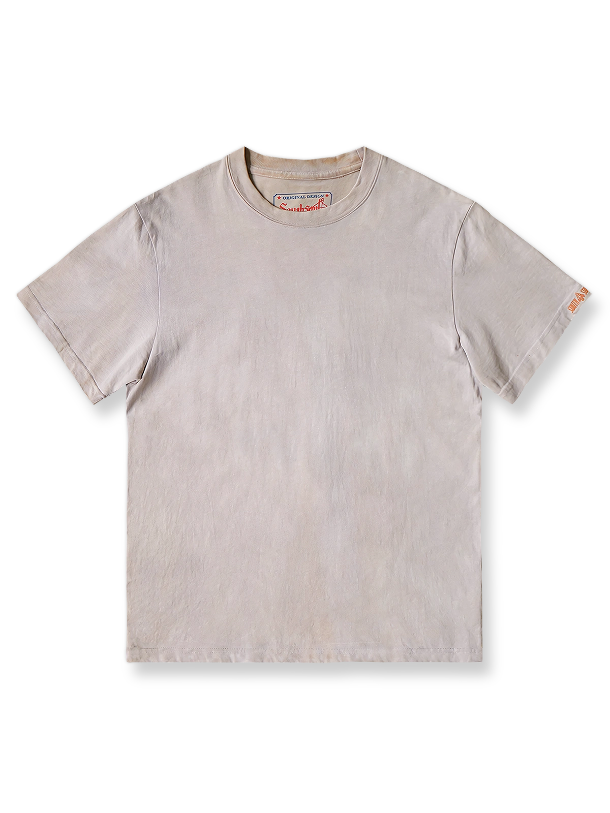 260gのヘビーウェイトピュアコットン製ハンドメイド植物染めTシャツの平置き画像