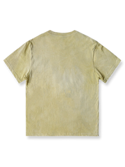 260gのヘビーウェイトピュアコットン製ハンドメイド植物染めTシャツの平置き画像