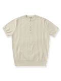 ピマコットン×メリノウール混紡のリブ編みヘンリーネックニットTシャツ